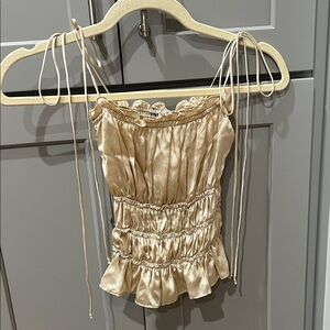 Reformation Elegant Cream Ruched Top